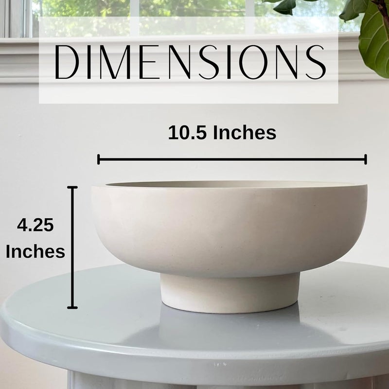 OAOKA Concrete Fruit Bowl for Kitchen Counter - Large Decorative Bowls for Home Decor - Modern Key Bowl for Entryway Table - Pedestal Bowl for Keys - Image 5